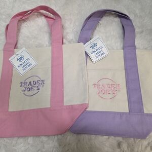 Pink and Purple Canvas Tote Bag Set